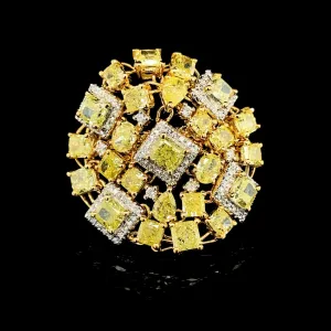PREORDER | Golden Cluster Shape Statement Colored Diamond Ring 14kt