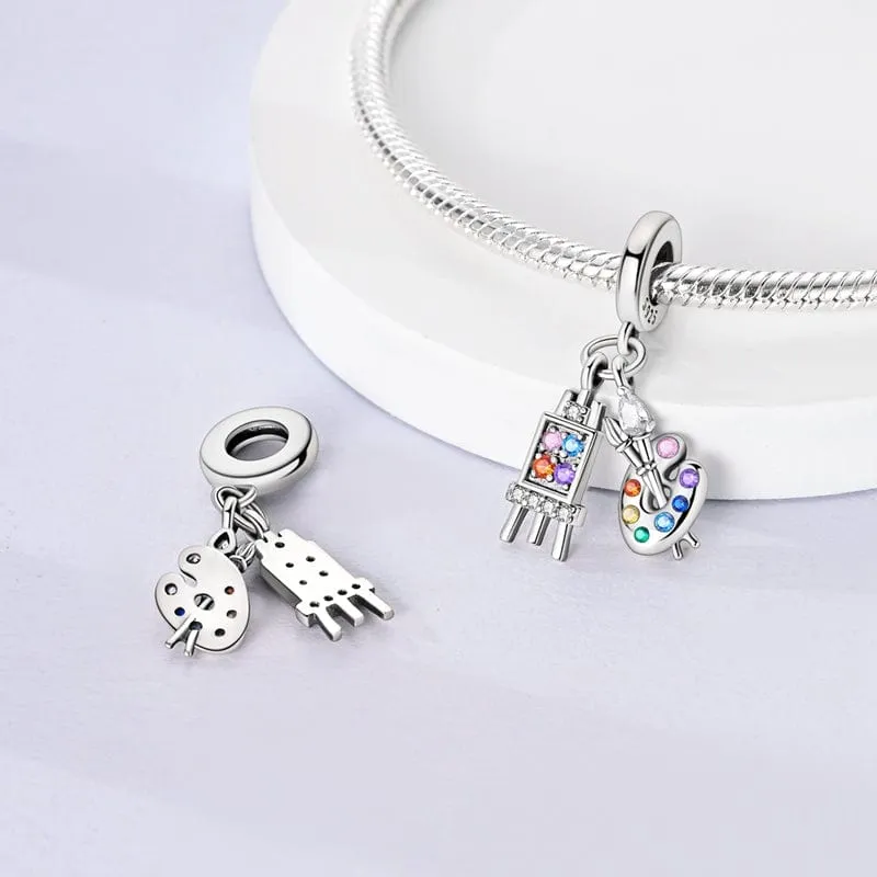 Rainbow Palette & Easel Artist Charm