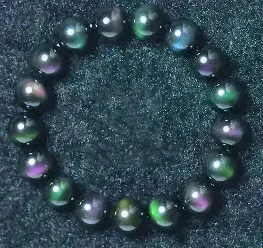 Rainbow Purple Green Eye Obsidian Bracelet
