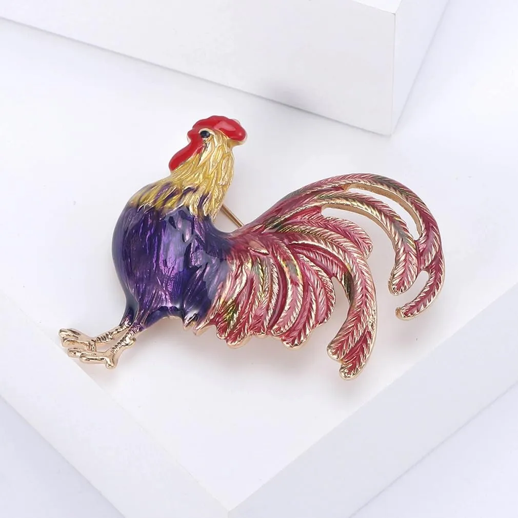 Rooster Brooch Pins for Women, Chicken Brooch Pin, Cute Rooster Animal Brooch Lapel Pin, Bohemian Rooster Chicken Brooches Pins for Women Hat Bag Suit Dress Accessories