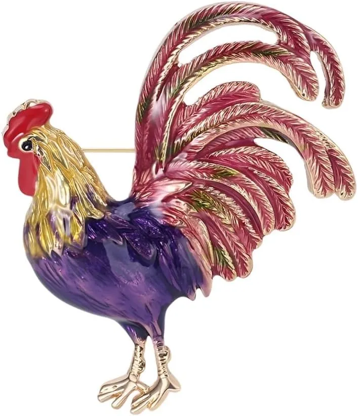 Rooster Brooch Pins for Women, Chicken Brooch Pin, Cute Rooster Animal Brooch Lapel Pin, Bohemian Rooster Chicken Brooches Pins for Women Hat Bag Suit Dress Accessories
