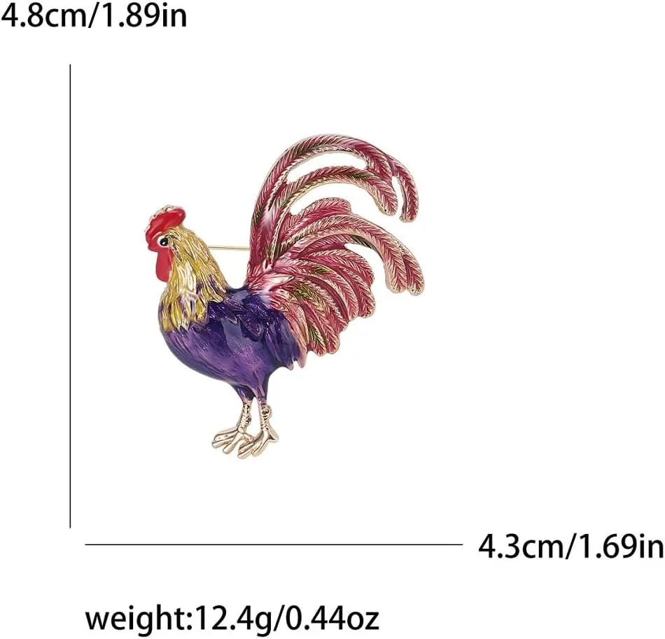 Rooster Brooch Pins for Women, Chicken Brooch Pin, Cute Rooster Animal Brooch Lapel Pin, Bohemian Rooster Chicken Brooches Pins for Women Hat Bag Suit Dress Accessories