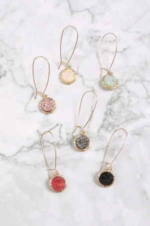 ROUND DRUZY WIRED DROP EARRINGS
