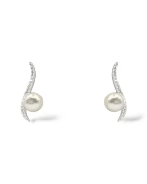 Roxanne Crystal and Pearl Swirl Stud Earrings