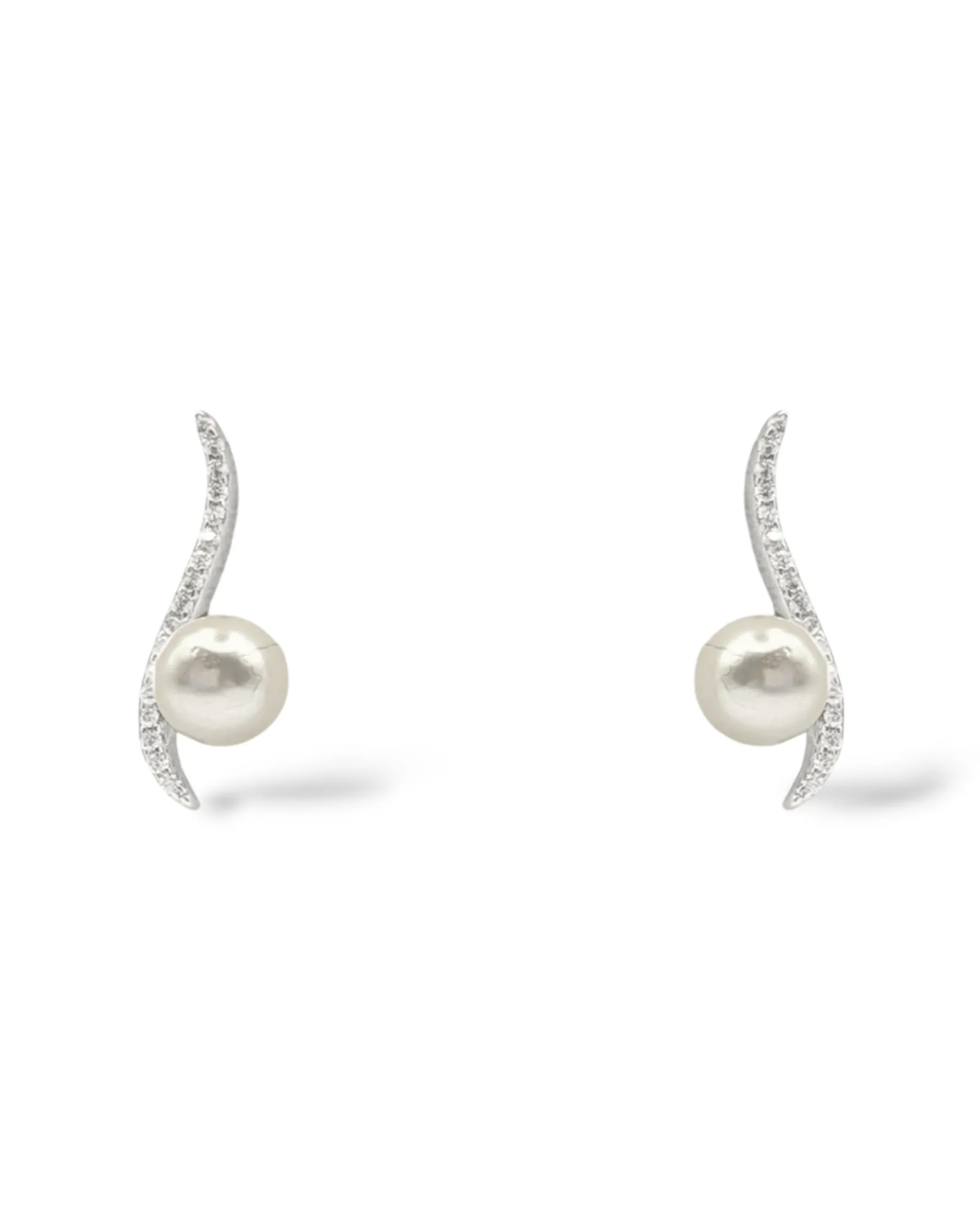 Roxanne Crystal and Pearl Swirl Stud Earrings