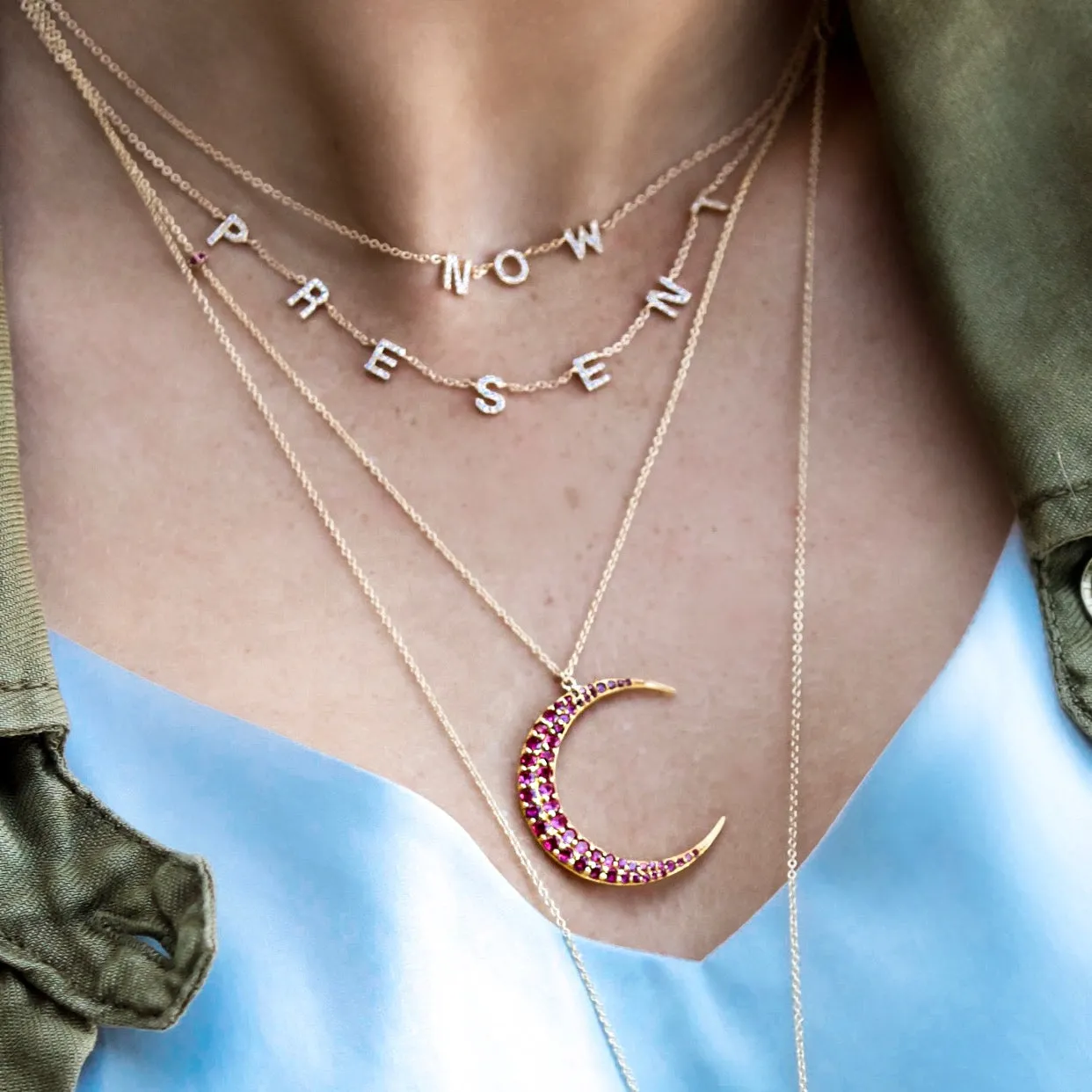 Ruby Crescent Moon Necklace