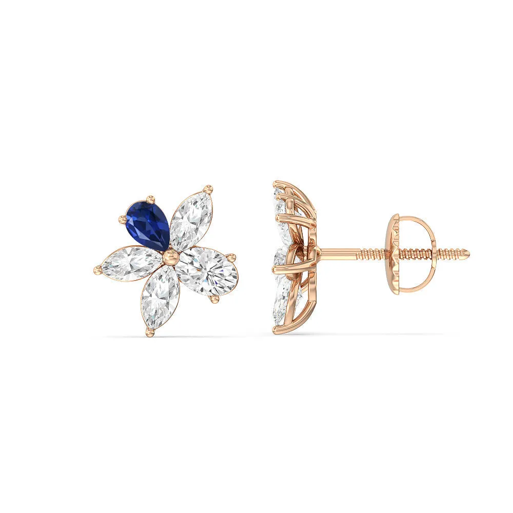 Sapphire Petal Plumeria Studs