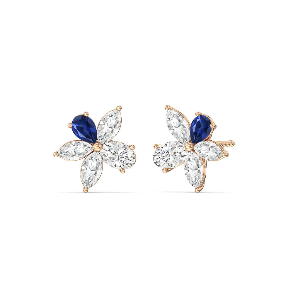 Sapphire Petal Plumeria Studs