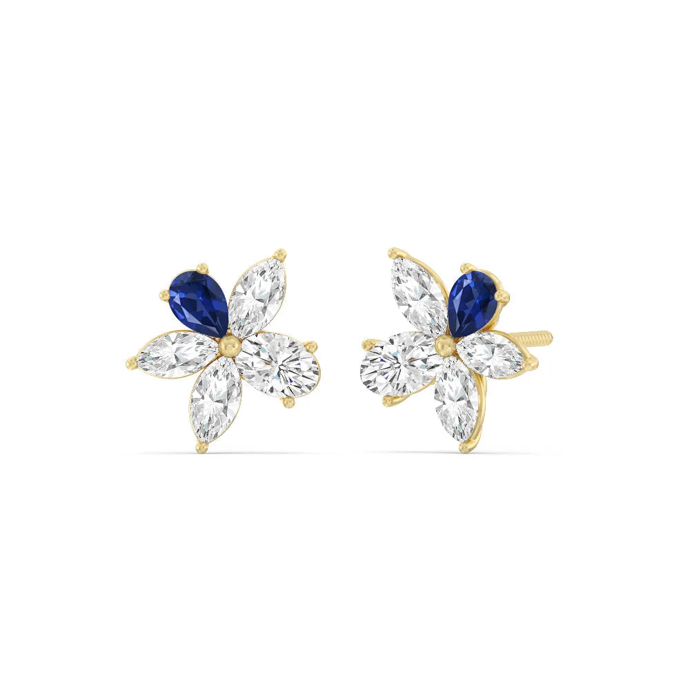Sapphire Petal Plumeria Studs