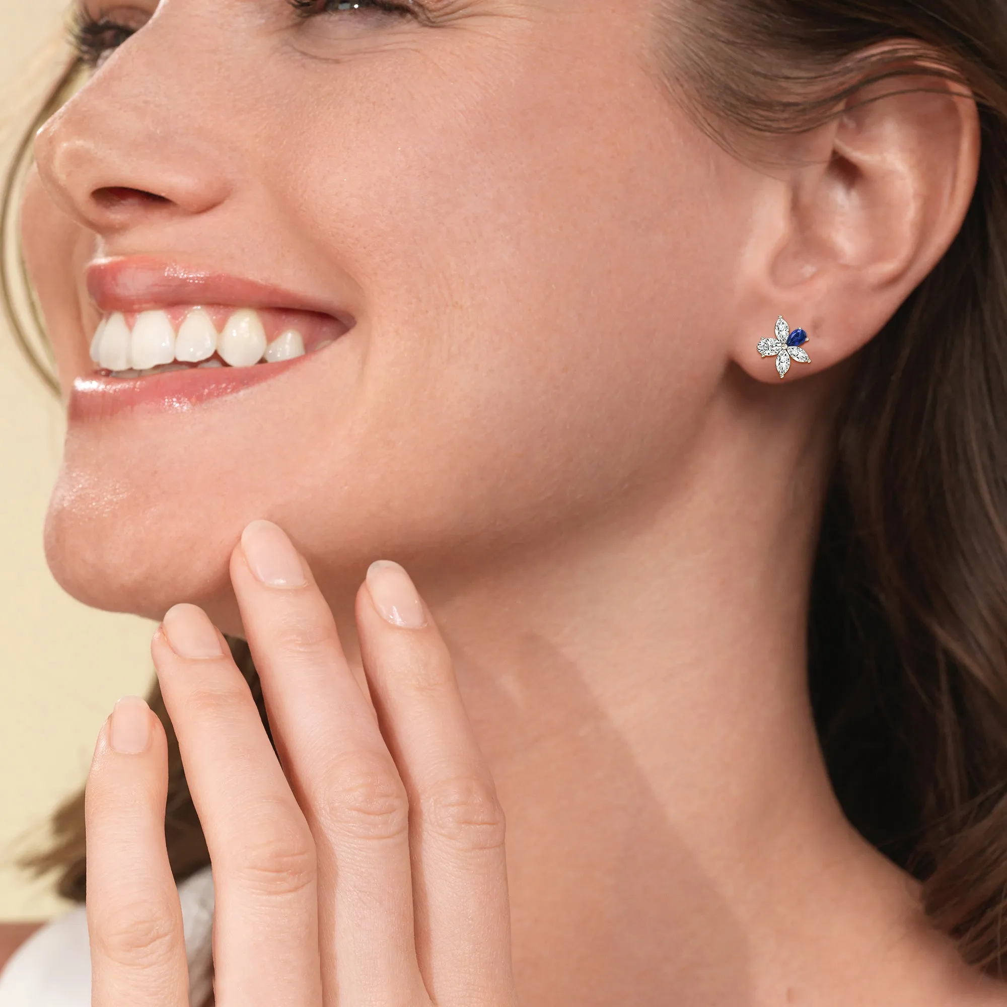 Sapphire Petal Plumeria Studs