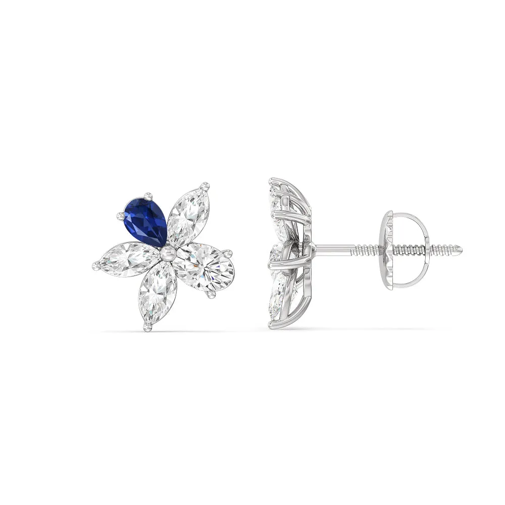 Sapphire Petal Plumeria Studs