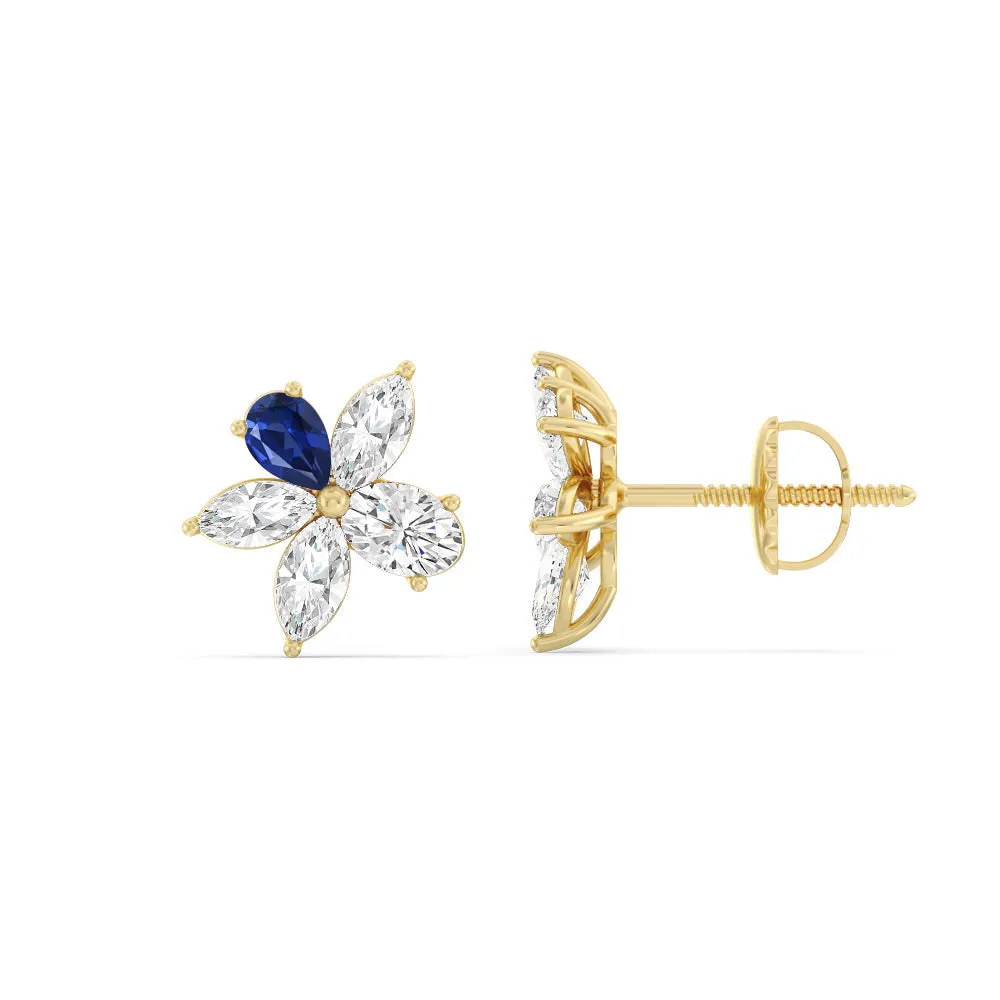 Sapphire Petal Plumeria Studs