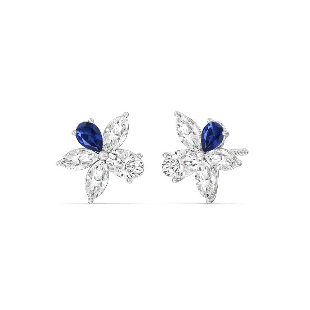 Sapphire Petal Plumeria Studs