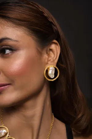Selena Gold Plated Pearl Earrings