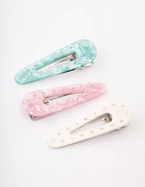 Silver Diamante Triangle Hair Clip Pack