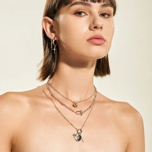 Silver Mini Link Charm Chain Connector Sterling Silver Necklace plated in Rhodium