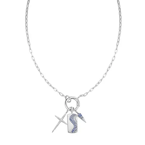 Silver Mini Link Charm Chain Connector Sterling Silver Necklace plated in Rhodium