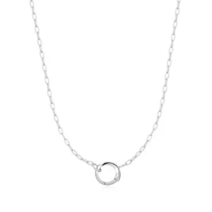 Silver Mini Link Charm Chain Connector Sterling Silver Necklace plated in Rhodium