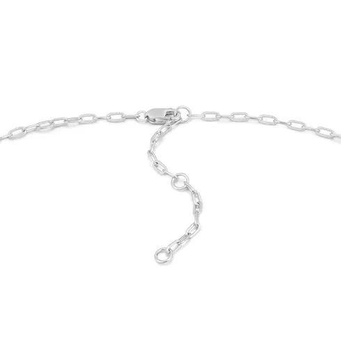 Silver Mini Link Charm Chain Connector Sterling Silver Necklace plated in Rhodium