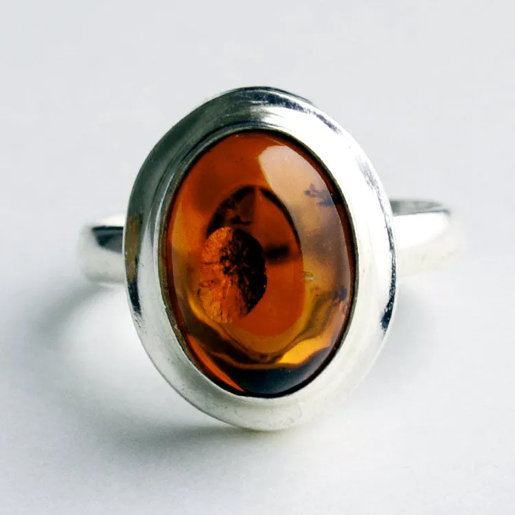 Simple Amber Oval Ring