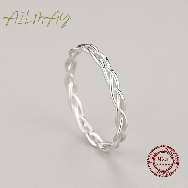 Simple Braided Texture Stackable Rings Minimalist