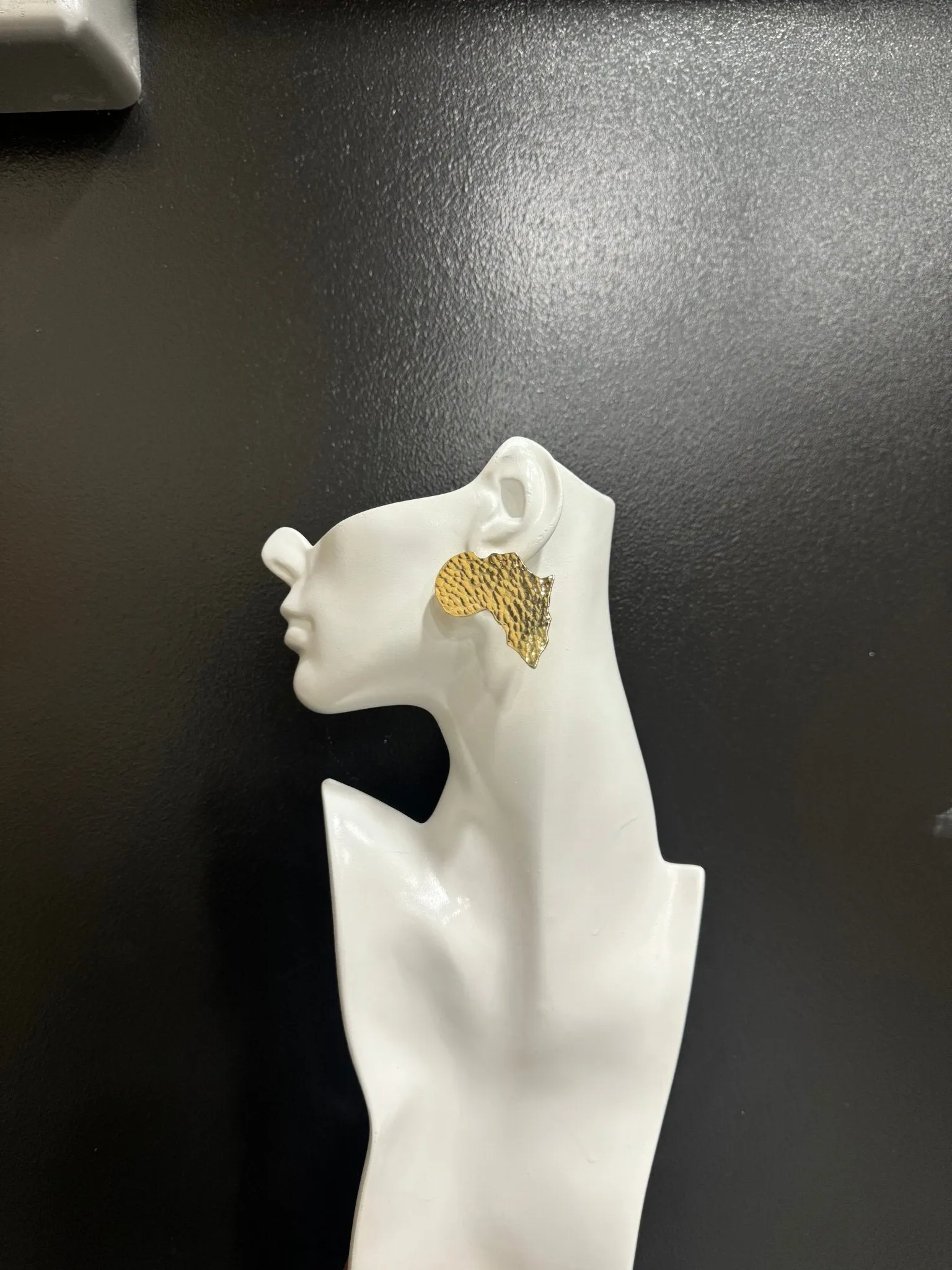 Simple Brass African Map Stud Earrings