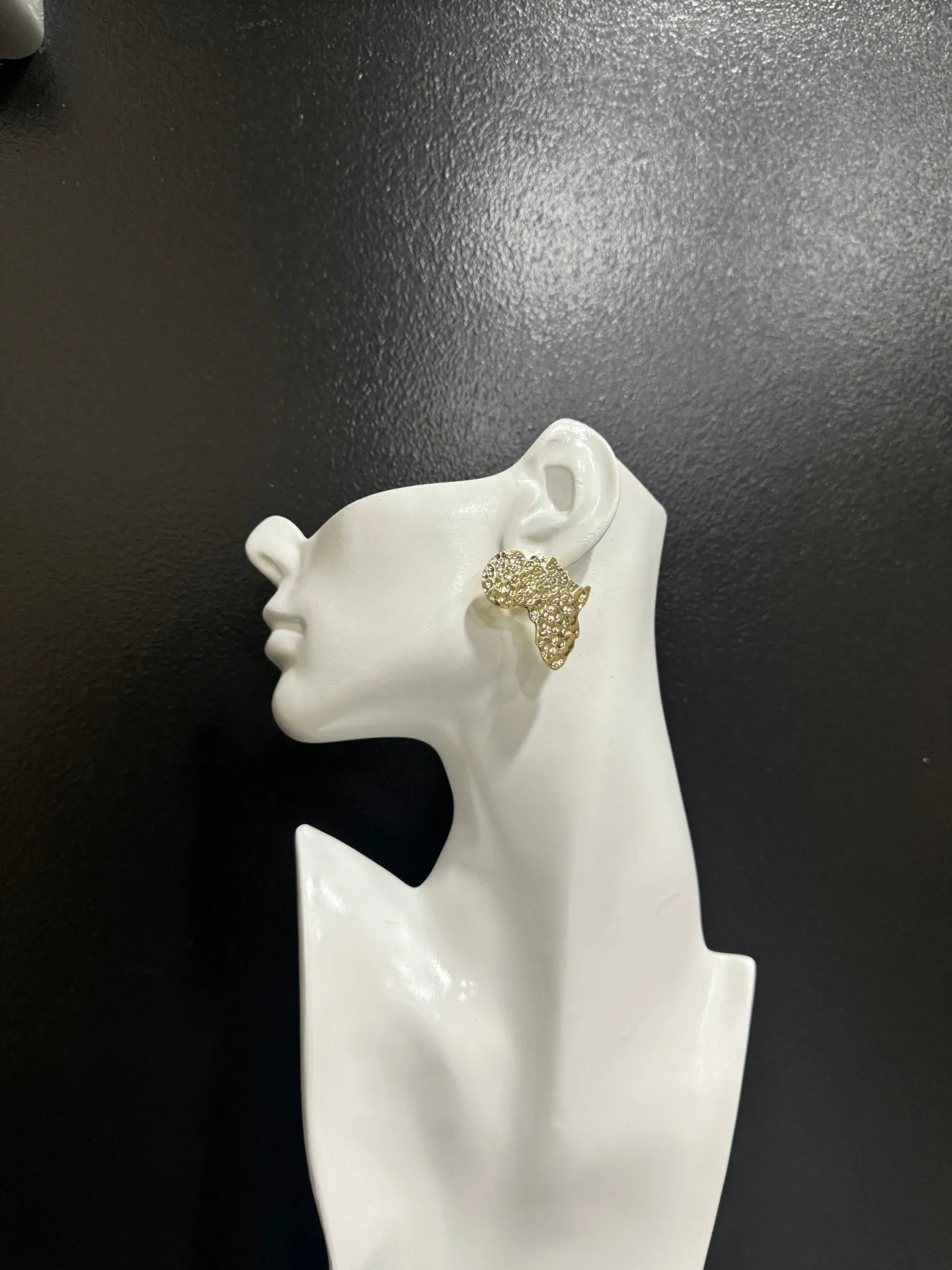 Simple Brass African Map Stud Earrings