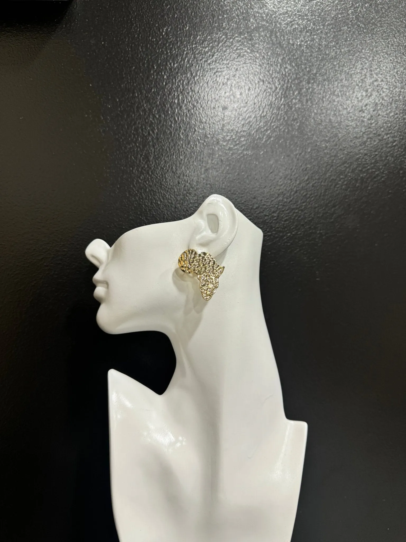 Simple Brass African Map Stud Earrings