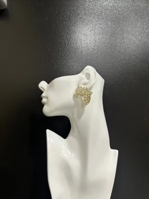 Simple Brass African Map Stud Earrings