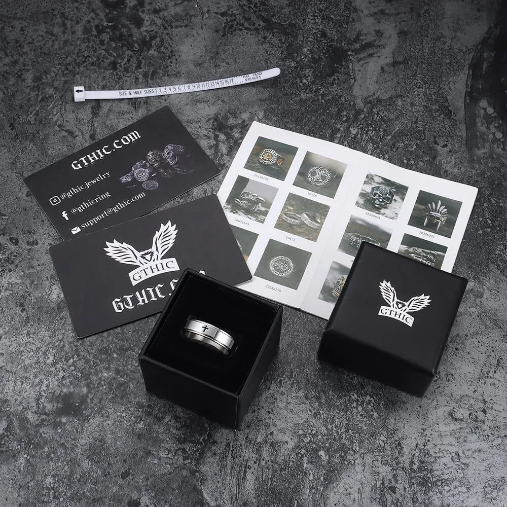 Simple Cross Stainless Steel Decompression Spinner Ring