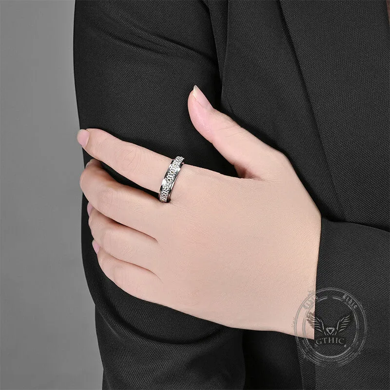 Simple Daisy Pattern Stainless Steel Spinner Ring