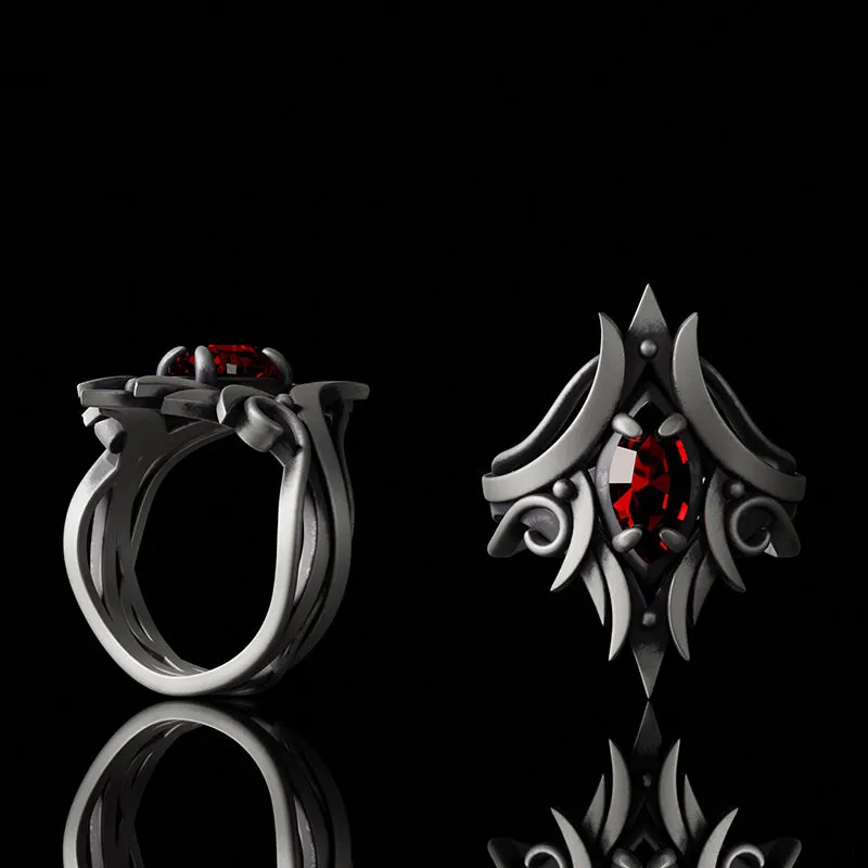 Simple Design Gem-set Sterling Silver Ring