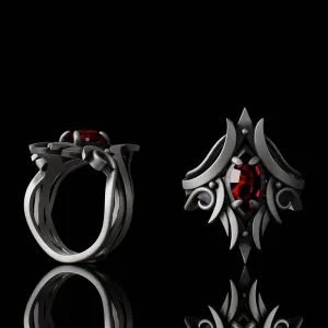 Simple Design Gem-set Sterling Silver Ring