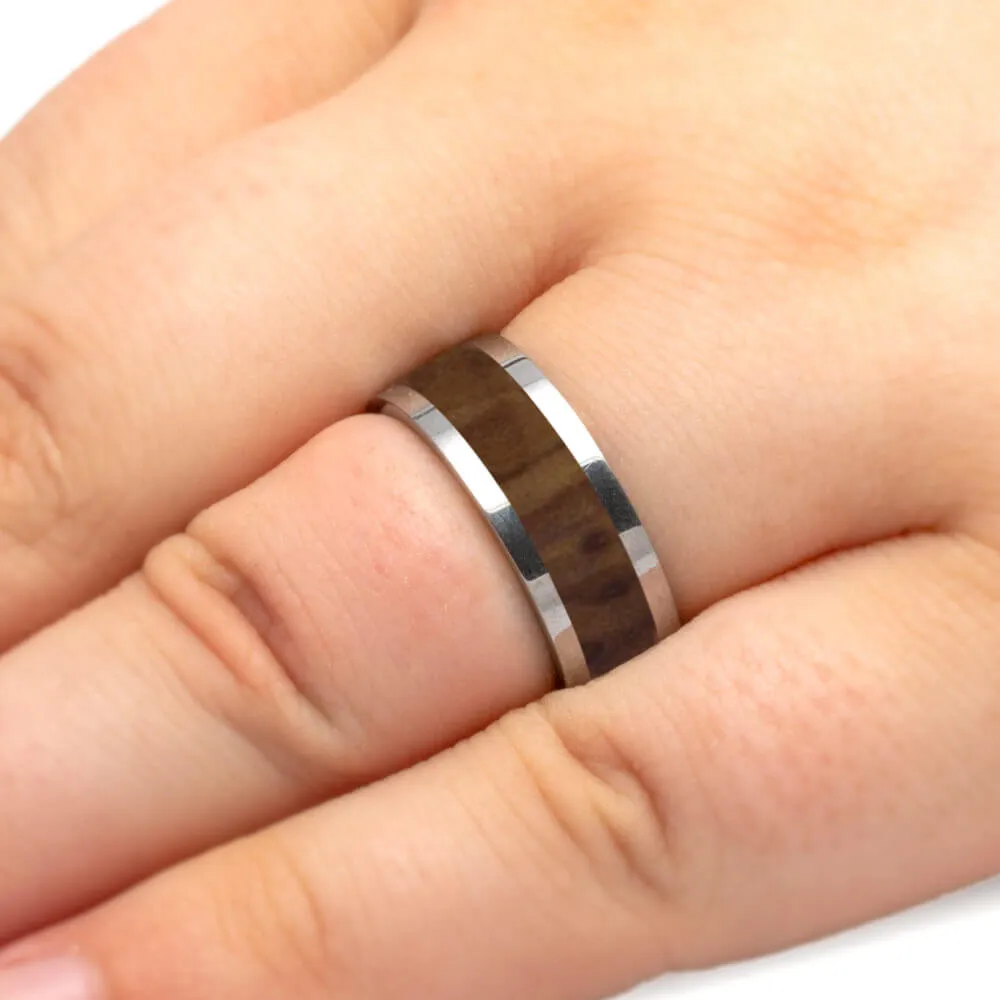 Simple Wood Men's Titanium Wedding Band