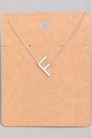 Small Sideways Initial Necklace - F