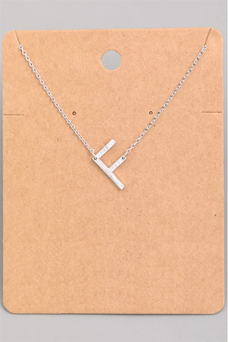 Small Sideways Initial Necklace - F