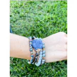 Smokey Blue Crystal Bracelet Set