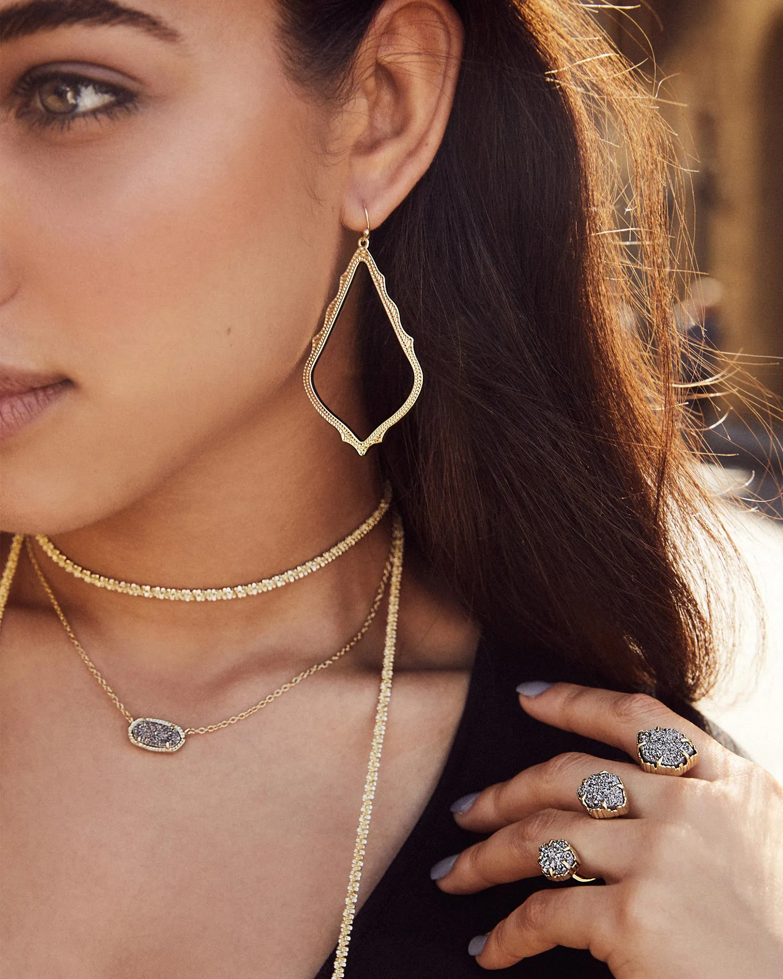Sophee Drop Earrings In Gunmetal