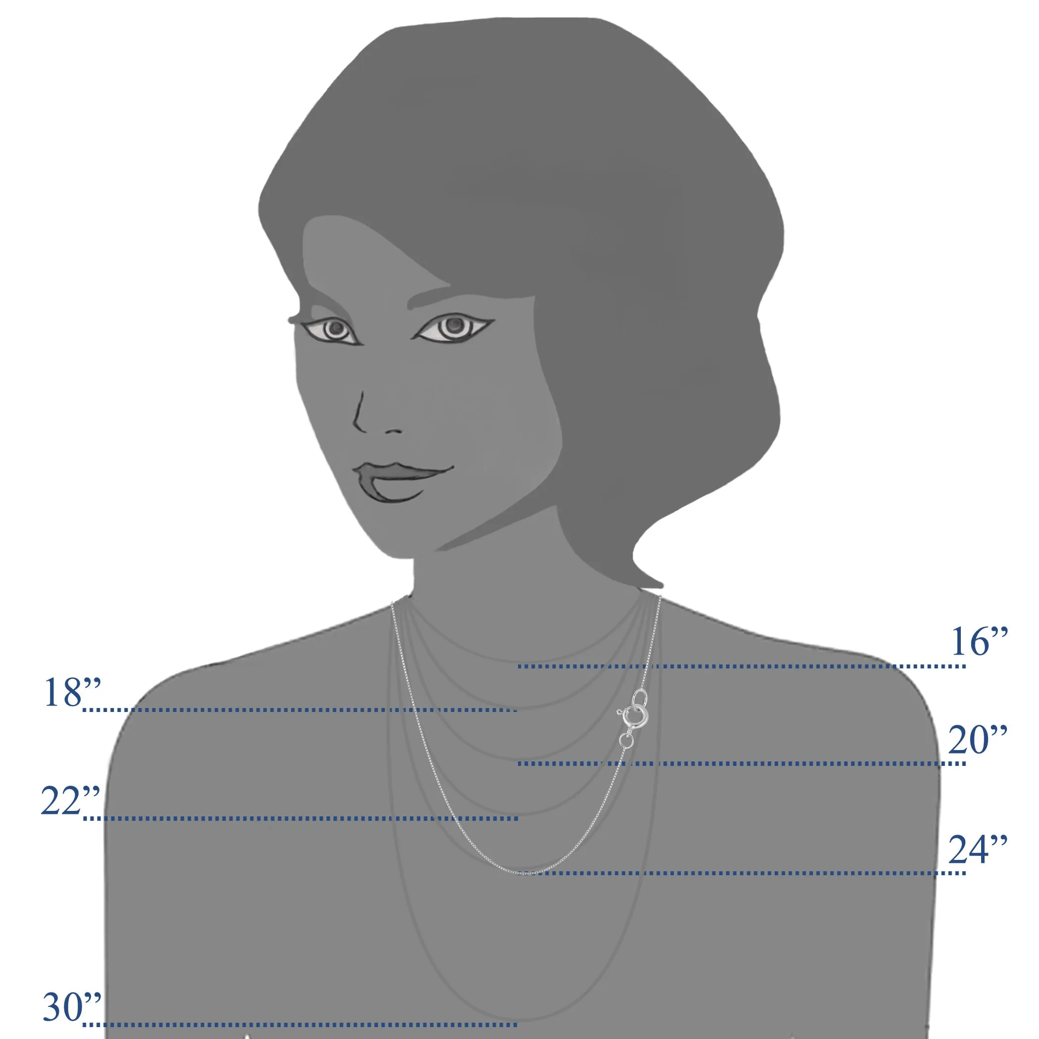 Sterling Silver Rhodium Plated Box Chain Necklace, 0.7mm