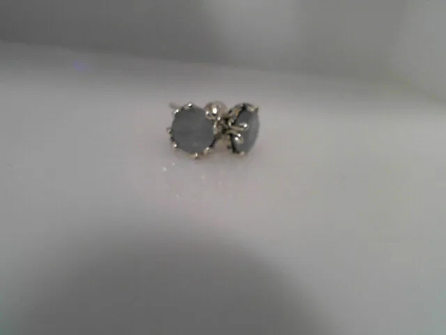 Sterling Silver Round Aquamarine Stud Earrings