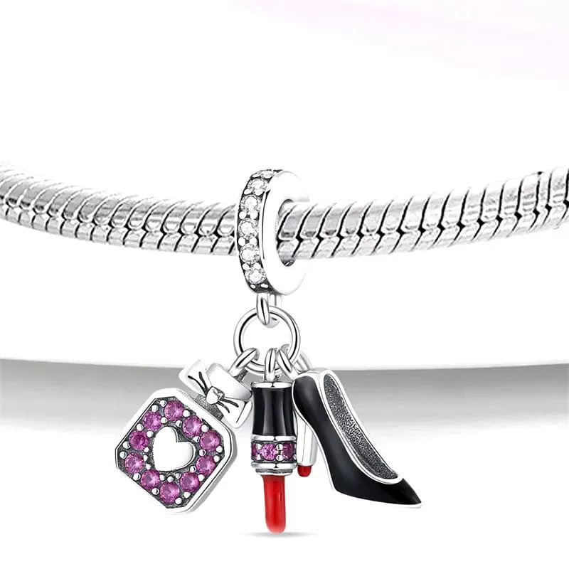 Stiletto, Dress & Lipstick Dangle Charm
