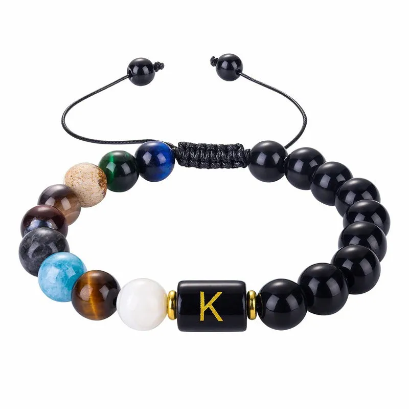 Stylish 26 Letters Eight Planets 10MM Bracelet