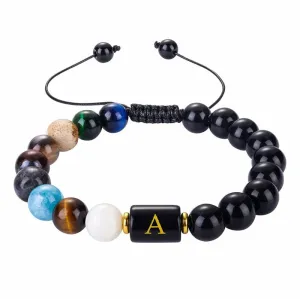 Stylish 26 Letters Eight Planets 10MM Bracelet