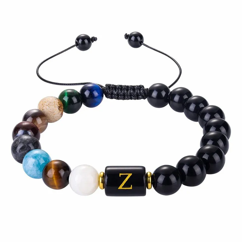 Stylish 26 Letters Eight Planets 10MM Bracelet