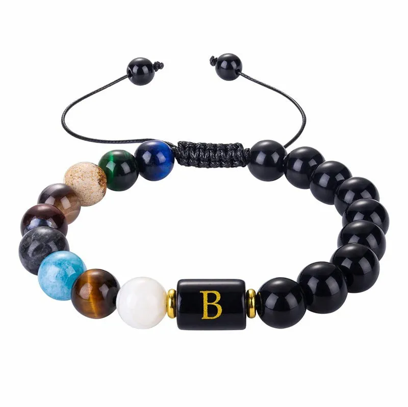 Stylish 26 Letters Eight Planets 10MM Bracelet