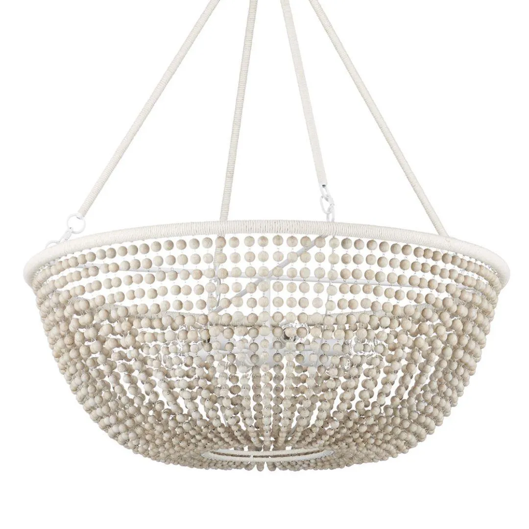 Sugar White Wood Beaded Chandelier