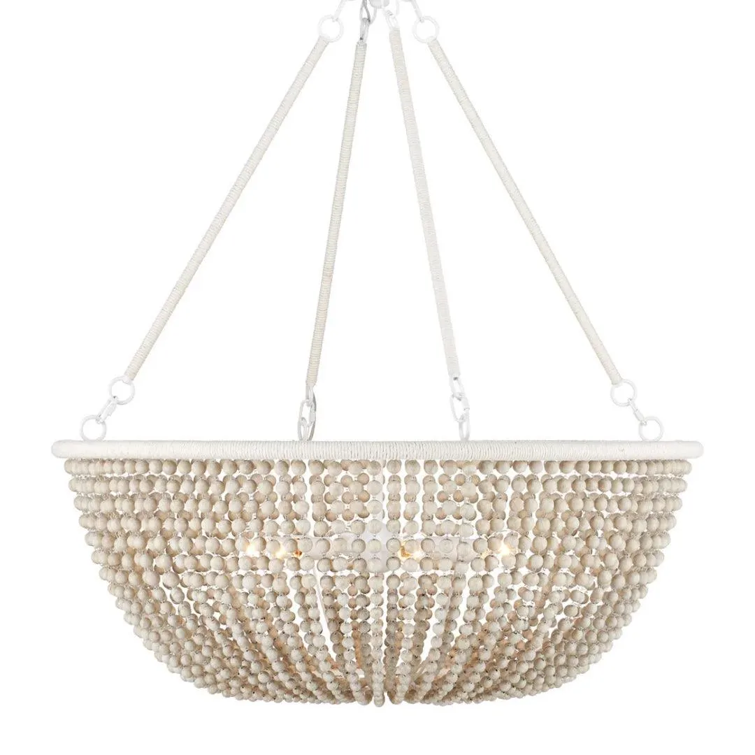 Sugar White Wood Beaded Chandelier