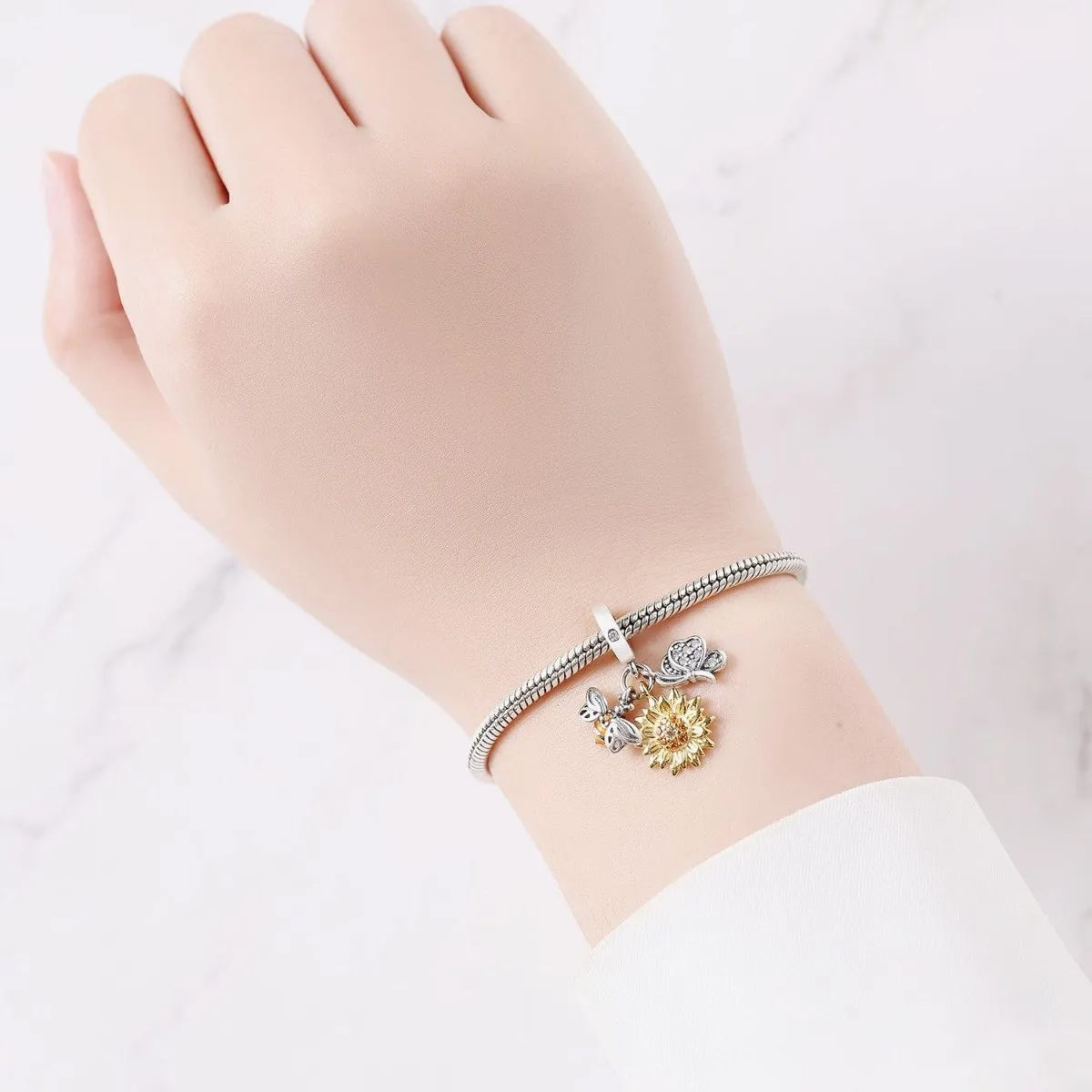 Sunflower, Bee & Butterfly Charm