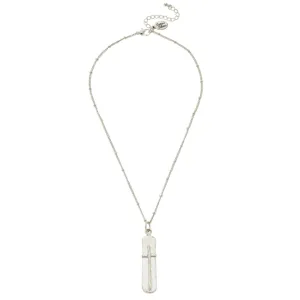 Susan Shaw Handcast Silver Bar with Cross Chain Necklace