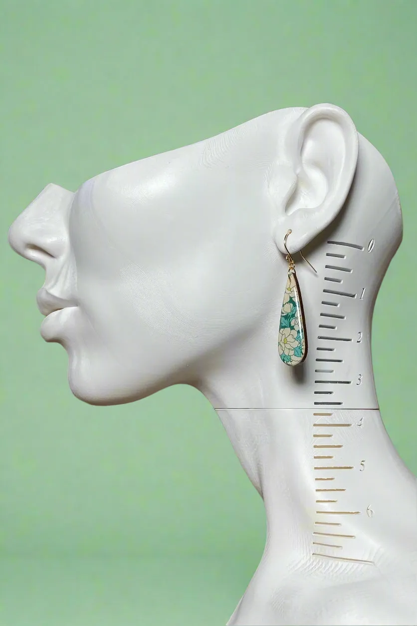 Teardrop Teal Dogwood Blossom Earrings